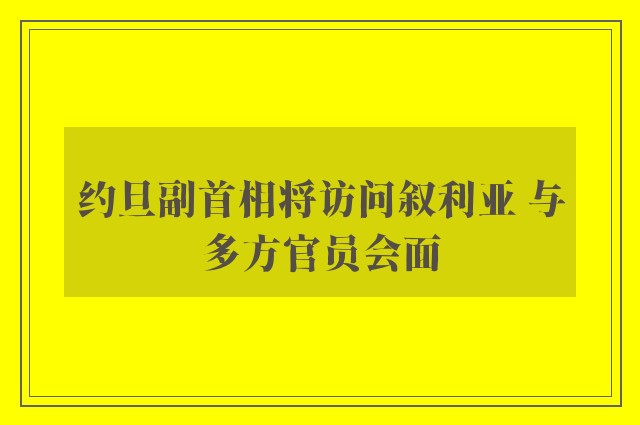 约旦副首相将访问叙利亚 与多方官员会面