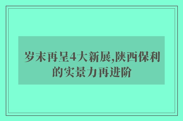 岁末再呈4大新展,陕西保利的实景力再进阶