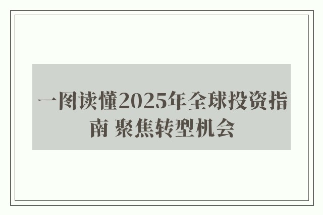 一图读懂2025年全球投资指南 聚焦转型机会